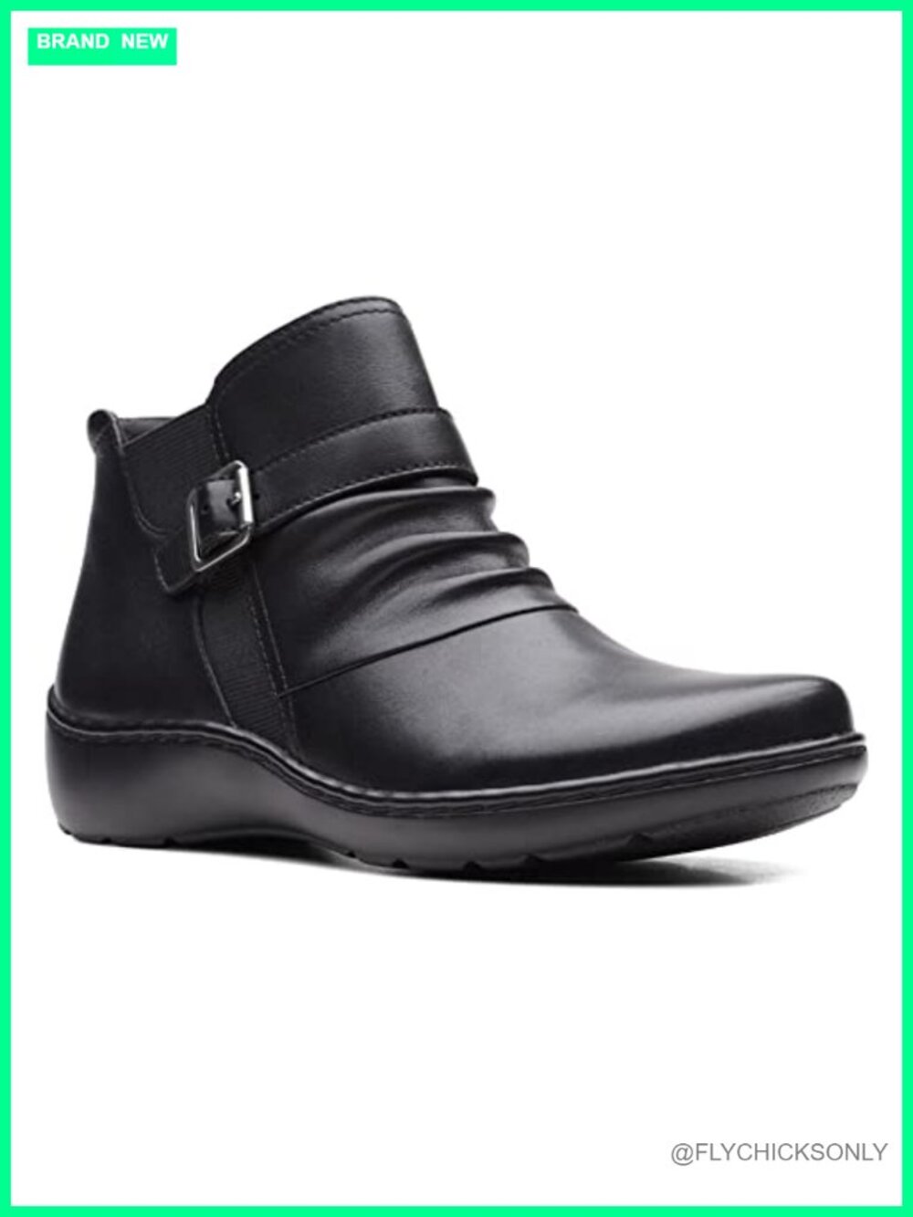 Clarks Cora Rouched Leather Ankle Boots Casual